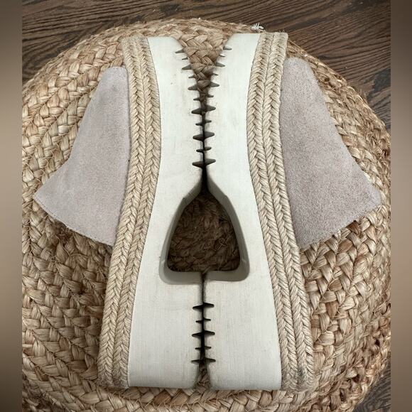 Aquatalia Whitney Platform Slides Stone Suede Jute Rubber Size 9 - Picture 3 of 10